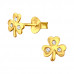 Children's Silver Three Leaf Clover Ear Studs with Crystal