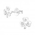 Children's Silver Three Leaf Clover Ear Studs with Crystal