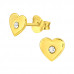 Children's Silver Heart Ear Studs with Crystal