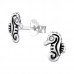 Children's Silver Seahorse Ear Studs with Crystal