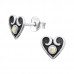 Children's Silver Heart Ear Studs with Crystal