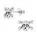 Children's Silver Skull Ear Studs with Crystal