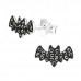 Children's Silver Bat Ear Studs with Crystal