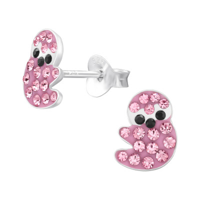 Sloth Children's Sterling Silver Ear Studs with Crystal