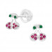 Premium Children's Silver Cherry Ear Studs with Cubic Zirconia