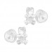 Premium Children's Silver Bear Ear Studs with Crystal