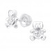 Premium Children's Silver Bear Ear Studs with Crystal