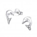 Children's Silver Dolphin Ear Studs with Crystal