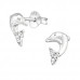 Children's Silver Dolphin Ear Studs with Crystal