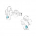 Children's Silver Angel Ear Studs with Crystal