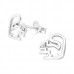 Children's Silver Squirrel Ear Studs with Crystal