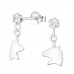 Children's Silver Ear Studs with Hanging Unicorn and Genuine European Crystals