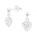 Children's Silver Ball Ear Studs with Hanging Heart and Crystal