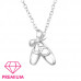 Children's Silver Ballerina Shoes Necklace with Cubic Zirconia