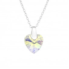 Children's Silver Heart Necklace with Crystal