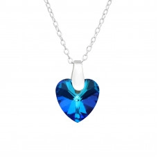 Children's Silver Heart Necklace with Crystal