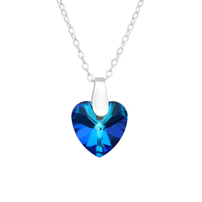 Children's Silver Heart Necklace with Crystal