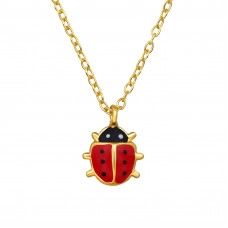Ladybug Children's Sterling Silver Necklace with Epoxy