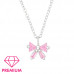 Children's Silver Bow Necklace with Cubic Zirconia