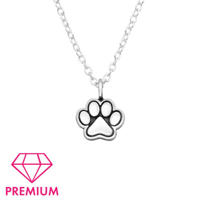 Children's Silver Paw Print Necklace