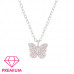Children's Silver Butterfly Necklace with Cubic Zirconia