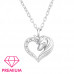 Children's Silver Unicorn in Heart Necklace with Cubic Zirconia