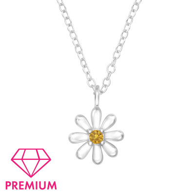 Children's Silver Flower Necklace with Cubic Zirconia