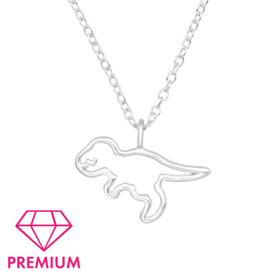 Children's Silver Dinosaur Necklace