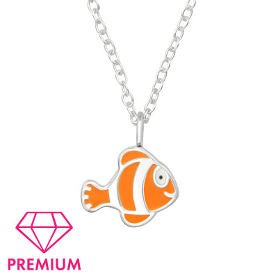 Children's Silver Fish Necklace with Epoxy