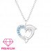 Children's Silver Dolphin and Heart Necklace with Cubic Zirconia