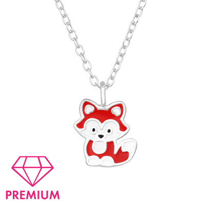 Fox Children's Sterling Silver Necklace with Epoxy