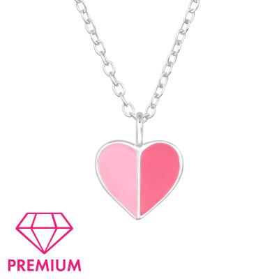 Heart Children's Sterling Silver Necklace with Epoxy