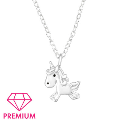 Premium Children's Silver Unicorn Necklace with Epoxy