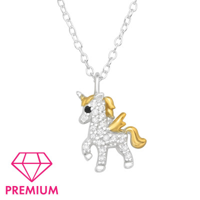 Unicorn Children's Sterling Silver Necklace with Cubic Zirconia