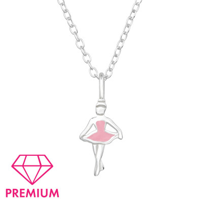 Ballerina Children's Sterling Silver Necklace with Epoxy