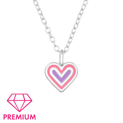 Heart Children's Sterling Silver Necklace with Epoxy