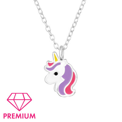 Unicorn Children's Sterling Silver Necklace with Epoxy