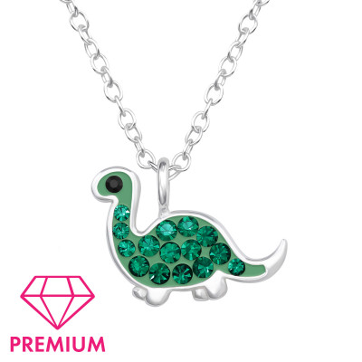 Dinosaur Children's Sterling Silver Necklace with Crystal