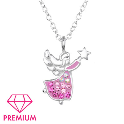 Angel Children's Sterling Silver Necklace with Crystal