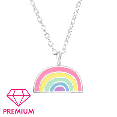 Rainbow Children's Sterling Silver Necklace with Epoxy