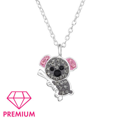 Koala Children's Sterling Silver Necklace with Crystal