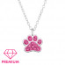Paw Print Children's Sterling Silver Necklace with Crystal
