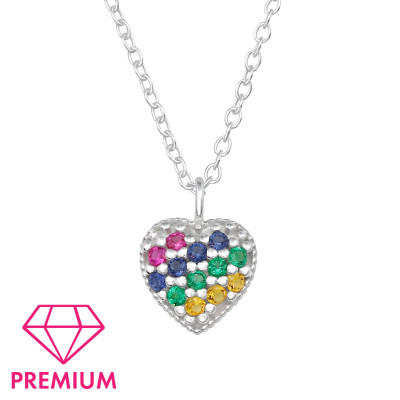 Heart Children's Sterling Silver Necklace with Cubic Zirconia