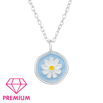 Flower Children's Sterling Silver Necklace with Epoxy