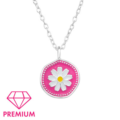 Flower Children's Sterling Silver Necklace with Epoxy