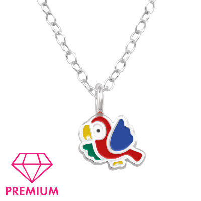 Bird Children's Sterling Silver Necklace with Epoxy