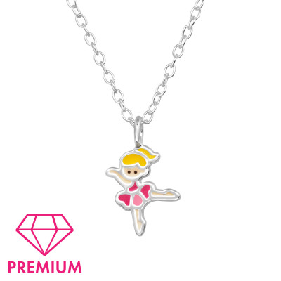 Ballerina Children's Sterling Silver Necklace with Epoxy