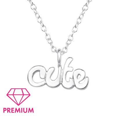 Children's Silver ''Cute'' Necklace