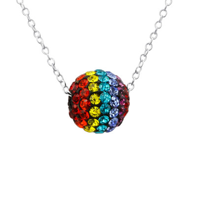 Ball Children's Sterling Silver Necklace with Crystal