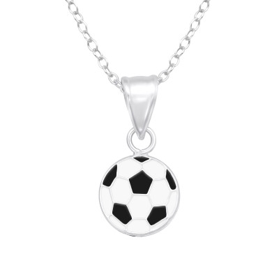 Children's Silver Football Necklace with Epoxy